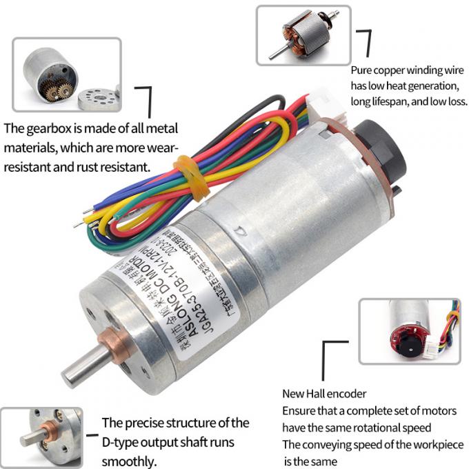 6v 12v 25mm Brushed DC Gear Motor Encoder JGA25-370B تورک بالا 25mm Brushed DC Gear Motor 17